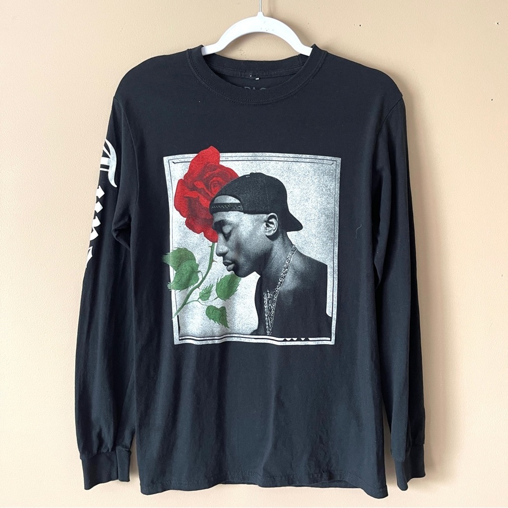 2PAC | Black Tupac Long Sleeve Graphic Tee Sz S